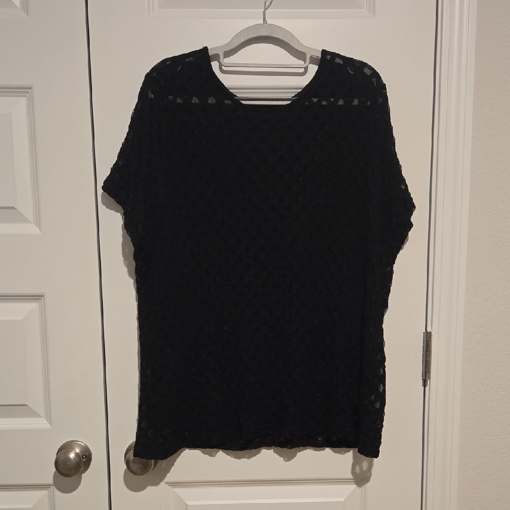 Torrid Black Short Sleeve Textured Tee - Transparent